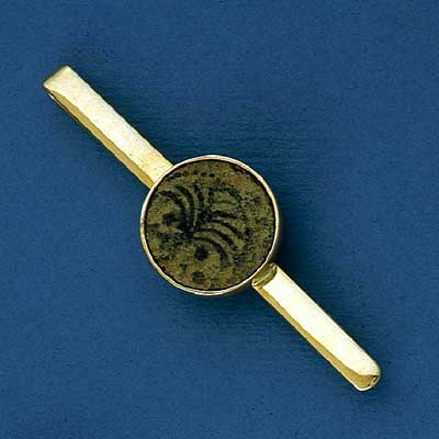 14K Gold tie clasp set with Ancient Coin