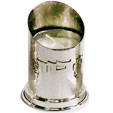 Slanted & hammered - 925 Sterling Silver "Yizkor" candle holder
