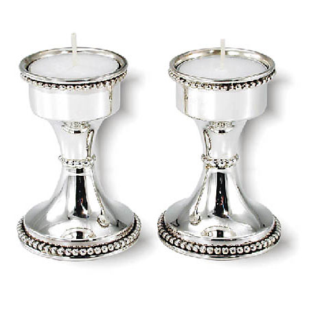 Candlesticks,two rows of pearls - 925 Sterling Silver