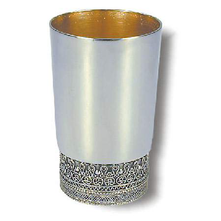 Filigree base -ornamented 925 Silver Kiddush cup