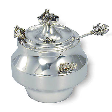 Bees on dish - 925 Sterling Silver Honey dish