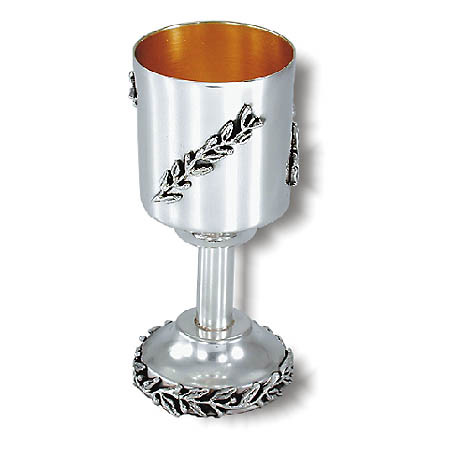 Appliqued leaves - 925 Silver Kiddush cup