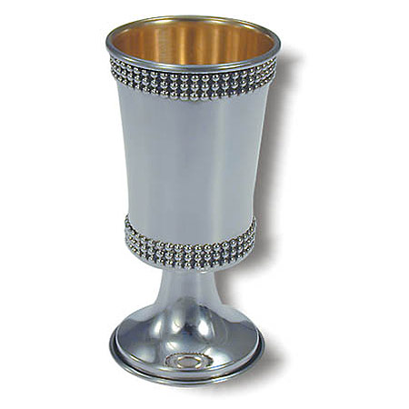 Three rows of pearls - 925 Silver Kiddush Cup