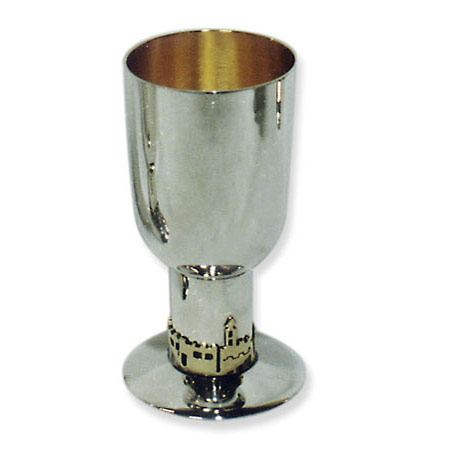 Jerusalem panorama motif - 925 Silver Kiddush cup
