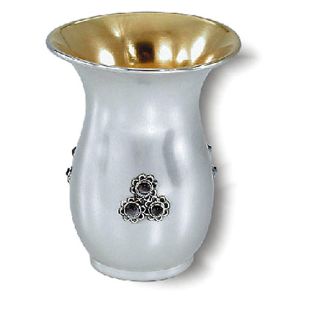 Stones on cup - 925 Silver Kiddush cup