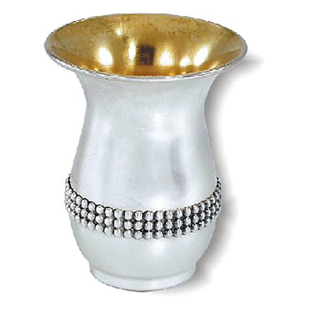 Three rows of pearls - 925 Silver Kiddush Cup