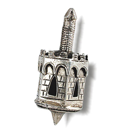 Castle-shaped - 925 Sterling Silver Hanukkah Dreidel