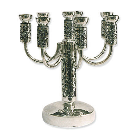 8-branched, flower motif - Sterling Silver candelabra