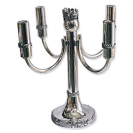 4-branched,Jerusalem panorama motif  -  Sterling Silver candelabra