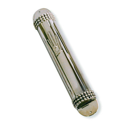 Convex, Rows of pearls - 925 Sterling Silver Mezuzah Case