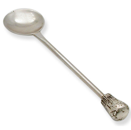 Line-hammered top - 925 Sterling Silver Honey dish spoon