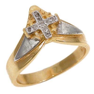 18k Gold Jerusalem cross ring set with Diamonds