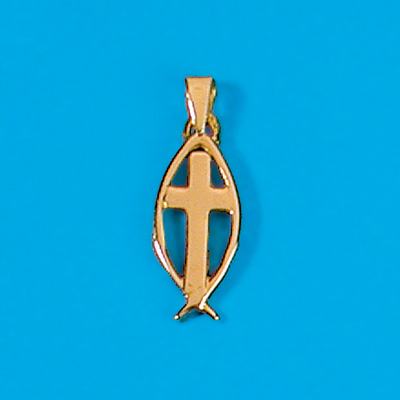 14K Gold Fish with Cross