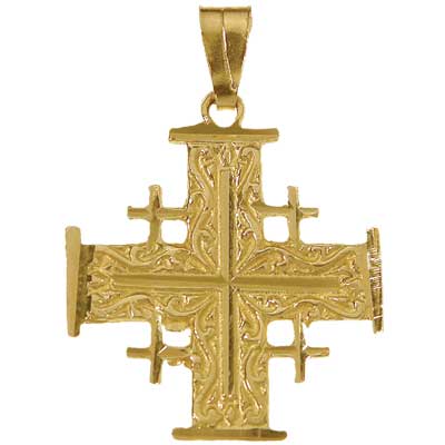 14K Gold Jerusalem Cross 1.15" high