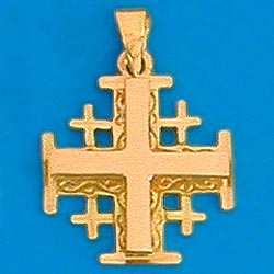 14K Gold Jerusalem Cross Pendant