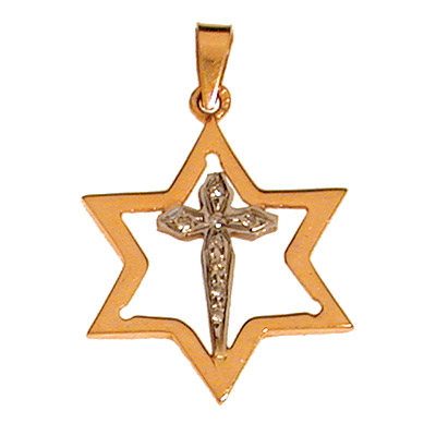 14k Gold Star Combined with  and DiamondCross