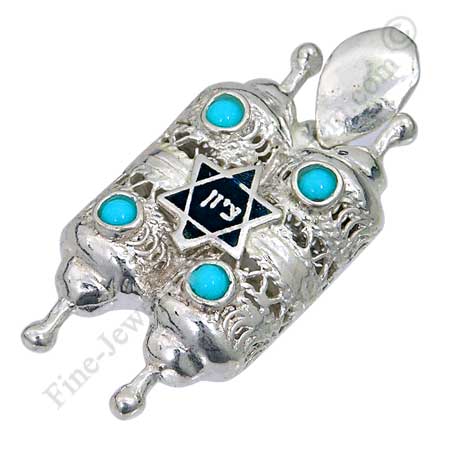 filigree Mezuzah pendant with "Zion"