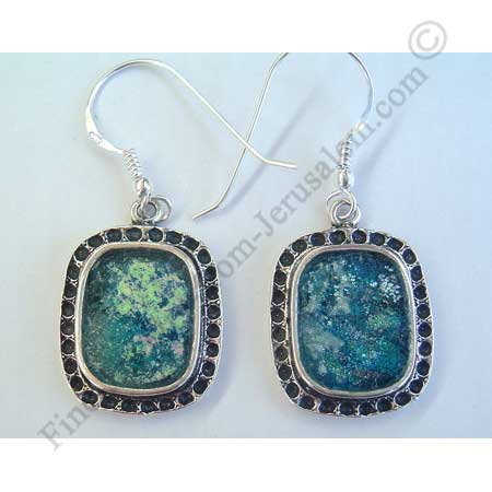 classic sterling silver earrings with Roman glass