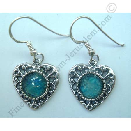 romantic design in sterling silver heart earrings