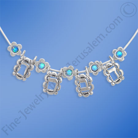 Silver flowers & Opals name necklace