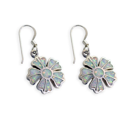 Flower Silver and opal earrings