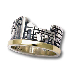 Silver and Gold Jerusalem Skyline Ring