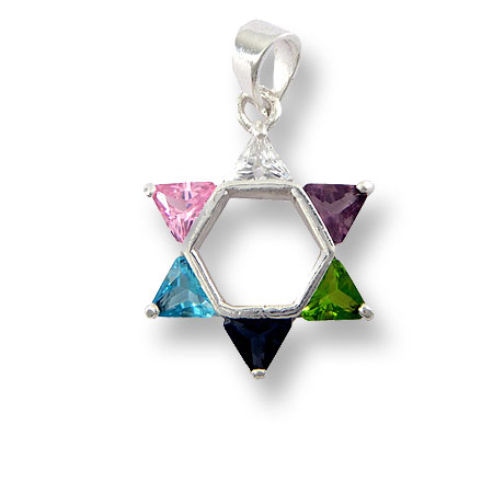 Silver star of David set with with zirconia stones