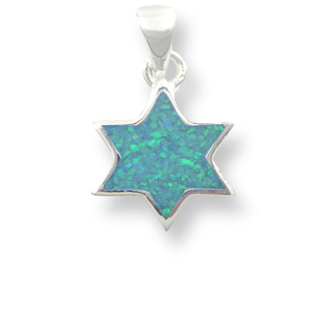St. Silver star of David set with Opal
