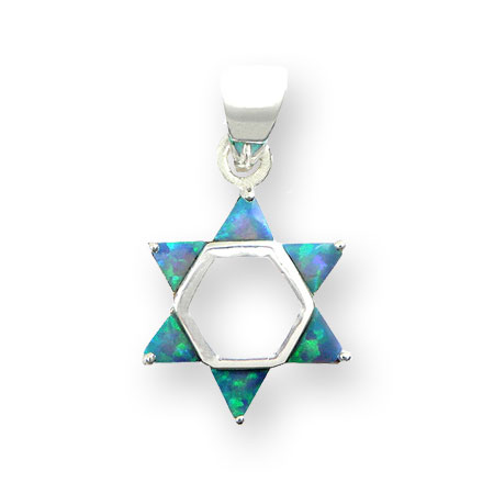 St. Silver star of David set with Opal