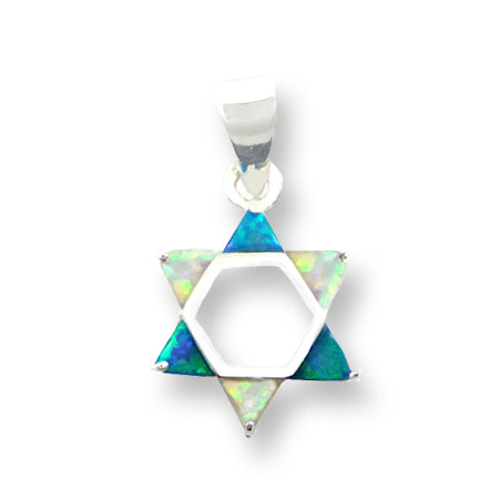 St. Silver star of David set with  Opal