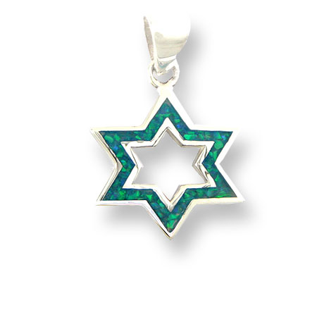 St. Silver star of  David set with Opal