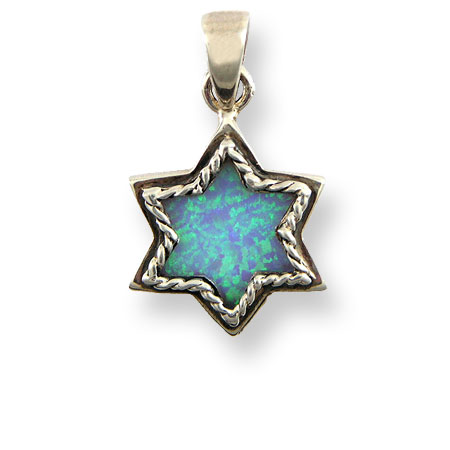 St. Silver star of David set  with Opal