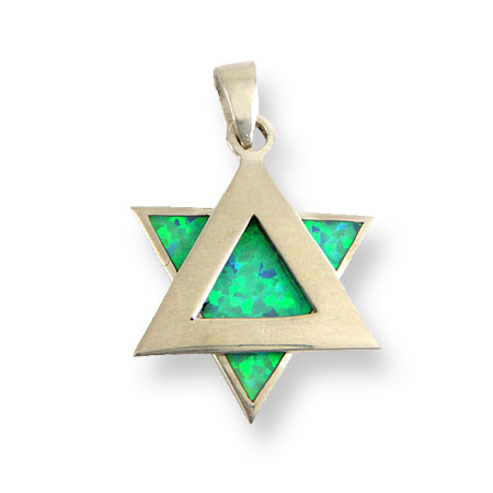 St. Silver star of  David set  with Opal