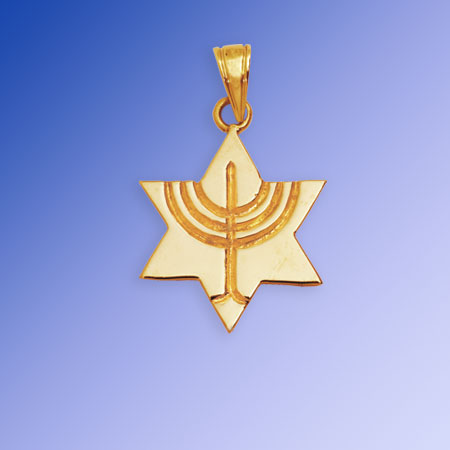 14K gold star of David engraved w/ the Menorah