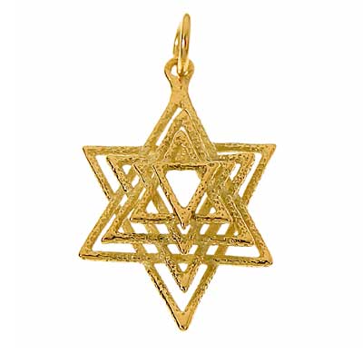 14K Gold 3 Dimensional Star of David pendant