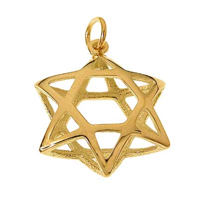 14K Gold 3 Dimensional Star of David pendant - oval shaped