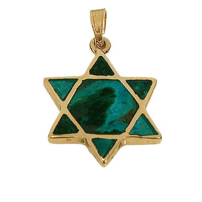 14K Gold Star of David set with Eilat stone