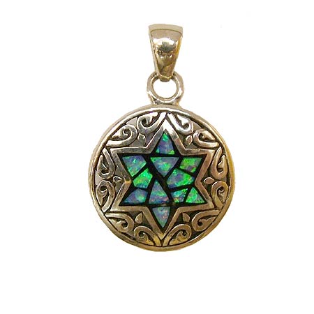 St. Silver Star of David set with Crushed Opals