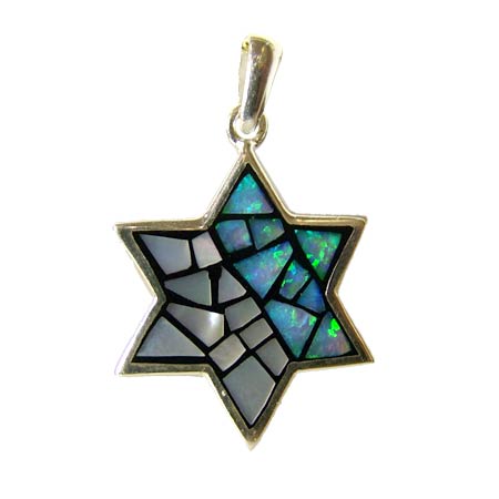 St. Silver Star of David set with Crushed Opals
