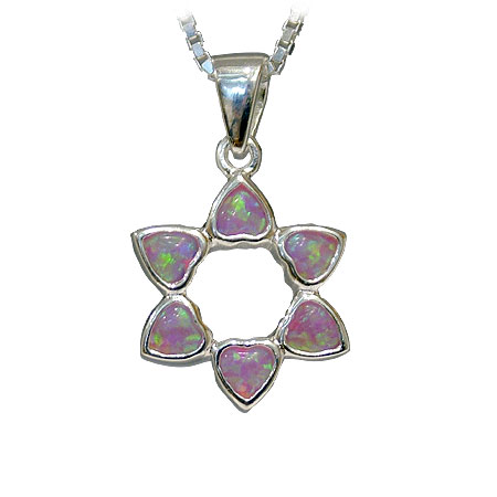 925 Silver Star of David pendant set with Opals