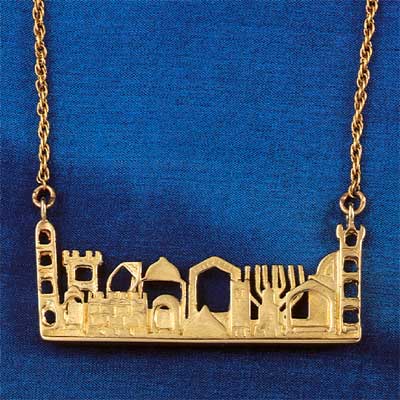 14K Gold Jerusalem skyline necklace