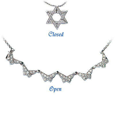 St. Silver Star of David set with cubic zirconia