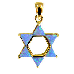 14K Gold Star fo David set with Opals