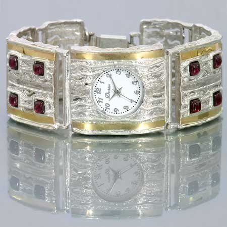 Wrist watch with silver and gold strap