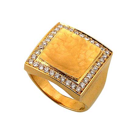 18K gold top square ring set with diamonds