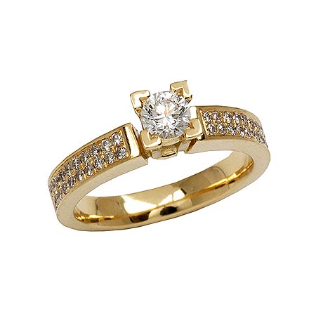 18K gold Solitaire ring set with diamonds