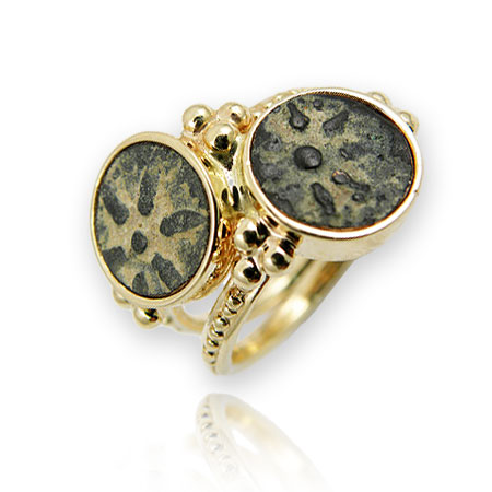 ancient coin ring - the poor widows' might