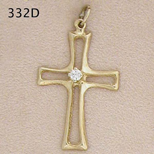 14K Gold Modern Cross set with Diamond