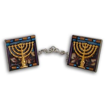 Prayer Shawl-Talith Clips with Menorah by Adaya