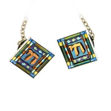 Prayer Shawl- Talith Clips with  Chai